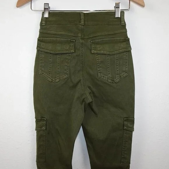 Spanx Cargo Pants Women's Size XS Green Pull On High Waist Ankle Twill - Picture 5 of 8